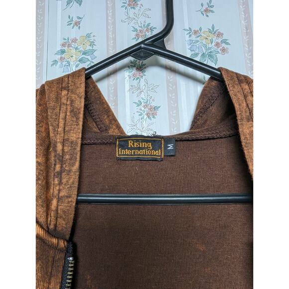 Rising International Jacket WOMENS SIZE M Full Zip Hoodie Boho Rust Nepal Hippie - Picture 8 of 10